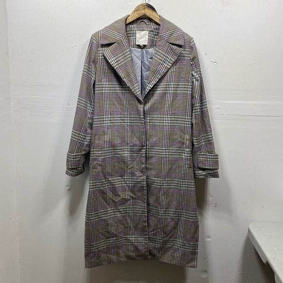 Avec Les Filles Plaid Long Line Coat Small - Picture 1 of 7